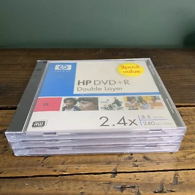 HP 3 Pack DVD+R Double Layer Disk 2.4 X 8.5 GB 240 Min Video NEW Sealed 2005 • $9.99