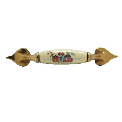 $2.99 • Buy BELWITH Heartland Antique Brass 3  Blue House Handle Cabinet Pull P560-HL