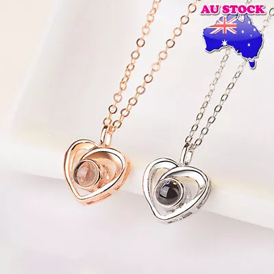 Classic 18K Gold Plated I LOVE YOU In 100 Languages Love Heart Pendant Necklace • $9.96