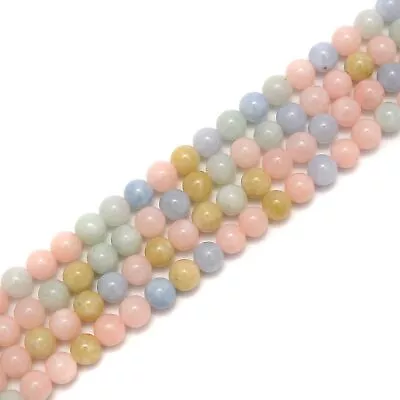 2.0mm Hole Natural Morganite Smooth Round Beads Size 8mm 10mm 15.5  Strand • $15.49