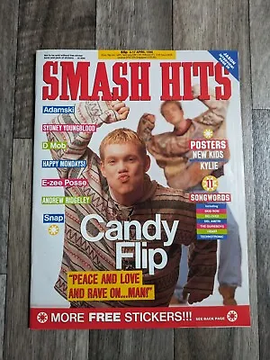 SMASH HITS Magazine 4th April 1990 Ft Candy Flip/New Kids On The Block/Kylie • £5