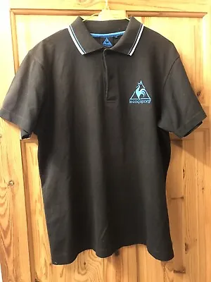 Le Coq Sportif Polo Shirt Mens Medium Black Short Sleeve Casual Sports Top Logo • £8.99