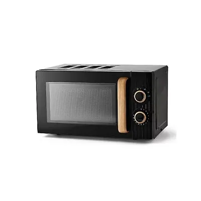 George Home GMM201WB Microwave Oven Manual Scandi 700w 17L Black & Wood • £49.99