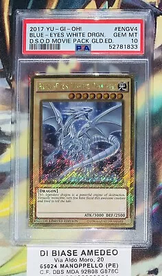 ⭐️ PSA 10 Blue-Eyes White Dragon MVP1-ENGV4 D. S. O. D. Movie Pack Gld.ed. 2017 • £342