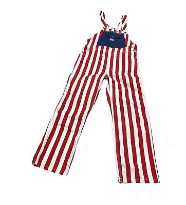 Liberty Overalls Mens Red White Blue Striped Patriotic USA Flag Denim Sz 36 X 30 • $79.99