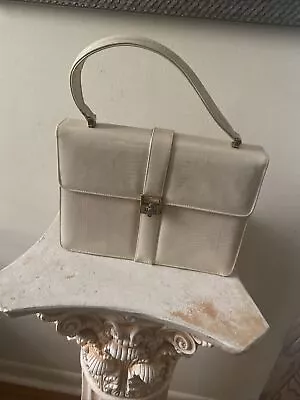 RARE Vintage Estate Palizzio Lizard Purse Ivory Turn Lock Box Purse • $21.34