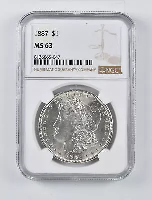 MS63 GRADED - 1887 Morgan Silver Dollar- NGC *948 • $5.50