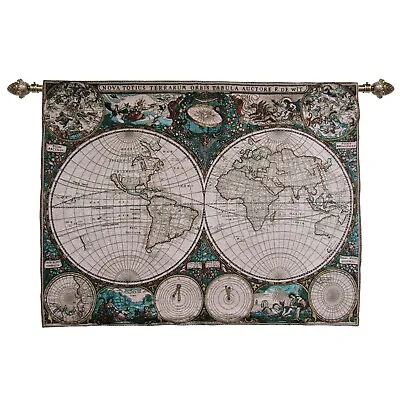 $94.99 • Buy Tapestry Wall Hanging World Map Travelers Antique Vintage Wall Artwork