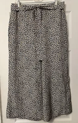 NWOT J. Crew 100% Silk Belted Wide Leg Crop Cheetah Print Pants Size 12 • $18.20