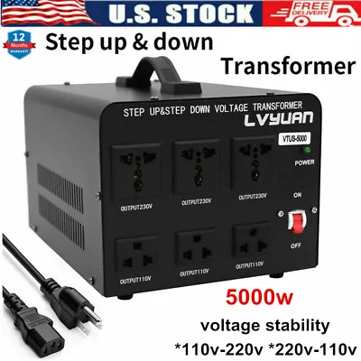 $107.99 • Buy 5000W Peak Voltage Converter Transformer Step Up Step Down 110V-220V  220V-110V