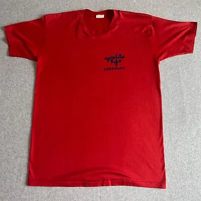 Vintage Ensenada Shirt Adult Medium Red Single Stitch Mexico Mens 80s Sailing • $18