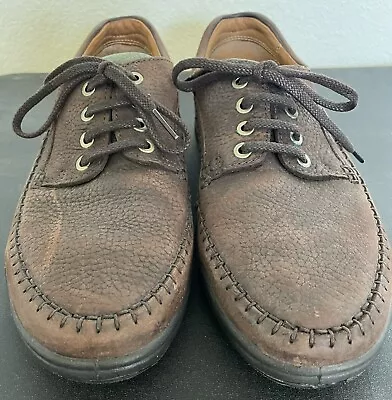 ECCO Brown Brushed Leather Oxford Casual Shoe-Sz US 10/10.5 EU 44 • $8.88