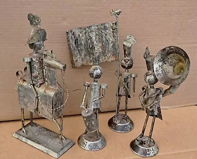 Vintage Mexican Folk Art Tin Soldiers On Parade-Early Set-Not Mass Produced • $159