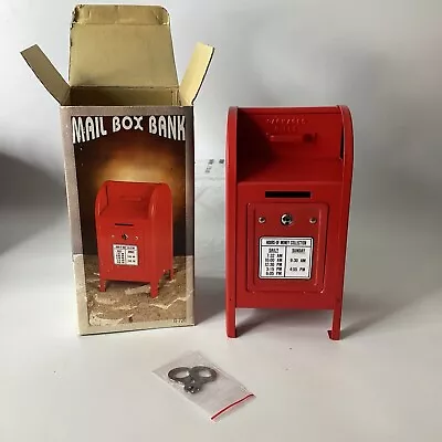 Vintage All Steel Toy Mailbox Bank Baked Enamel Original Box With Keys • $18.99