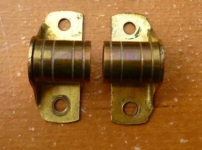 (One Pair) Vintage Brass Finish Outside Mount 3/8  Curtain Rod Barrel Brackets • $9.65