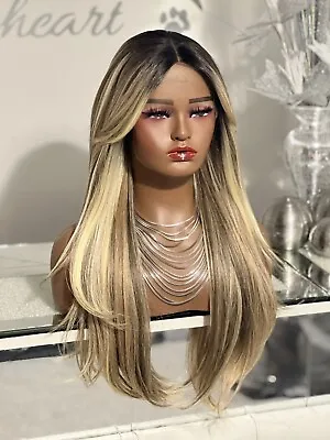 £6.96 • Buy Straight Wigs Women & Men Lace Front Wig Glueless Heat Resistant Hair Balayage