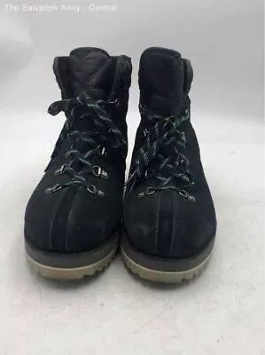 UGG Womens Birch Black Suede Lace Up Wedge Heel Ankle Winter Boots Size 8.5 • $9.99