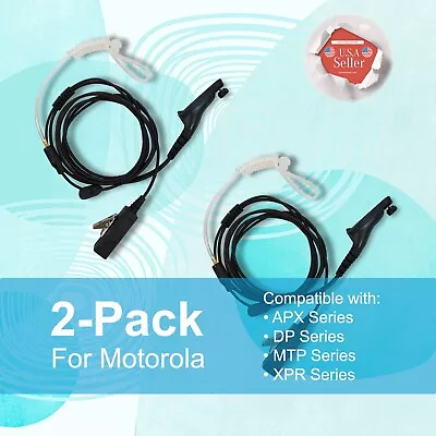 2x  Acoustic PTT 2-Wire Earpiece For Motorola Radios MTP850S APX4000 XPR7550 • $50.99