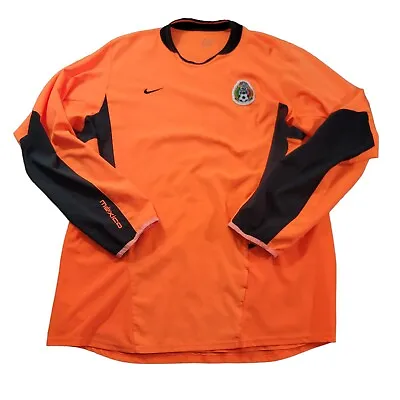 Vintage Nike 2004/05 Mexico Team Player Issue Goalkeeper Jersey Size XL Orange • $199.99