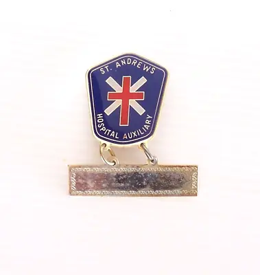 Vintage St Andrews Hospital Auxiliary Name Tag Lapel Hat Pin Badge Brooch • $19.58