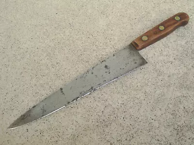 Vtg Carbon Steel Chef Knife Marked 391 And CCCo Wood Handle 10  Blade Military? • $75