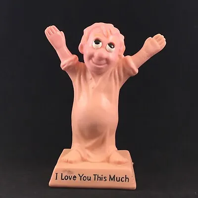 Vintage Russ Berrie I LOVE YOU THIS MUCH Figurine Bubble Gum Pink 1970 • $17.95