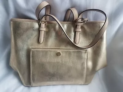 Michael Kors Tote Bag Gold Metallic With Leather Strap MK Logo • $43.65