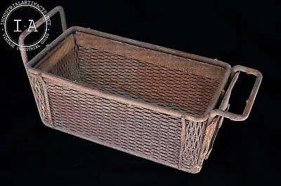 Vintage Industrial Rustic Metal Basket • $71.50