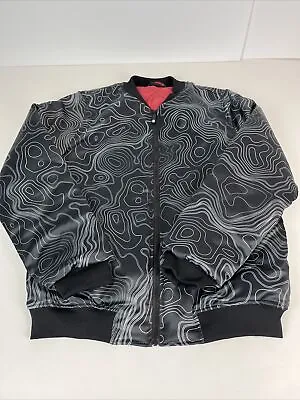 Fresh Hoods Freshhoods Bomber Topographical Med Black Map Jacket NWOT • $80