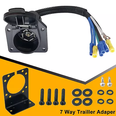 7Pin 7 Way RV-Style Trailer Connector Socket Extra Wiring Plug Mounting Bracket • $14.78