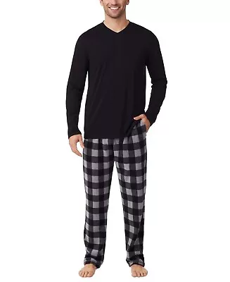 Cuddl Duds Men's Cabin 2 Piece Top Pants Pajama Set Black Buffalo   Large  $69 • $10.20