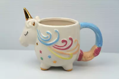 Unicorn Shaped Mug 3D Pastel Colours With Gold Accent 10cm High (12cm Incl Horn) • $16.95