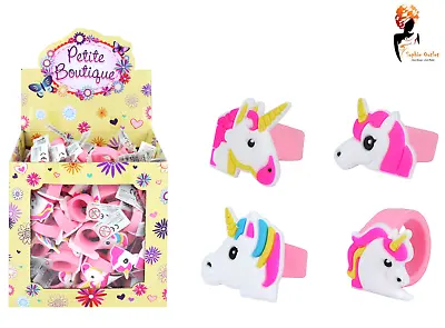 4 X Unicorn Rings Pink Soft Ring Kids Party Bag Filler Gifts Party Favours Decor • £2.75