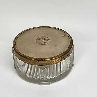 Vintage Dresser Powder Jar Vanity Round Glass Art Deco • $19.99