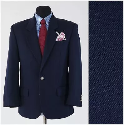 Mens Vintage Sport Coat 40S US Size Navy Blue Wool Blazer Jacket • $59.99