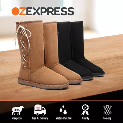 AUSTRALIAN SHEPHERD® UGG Boots Australian Sheepskin Wool Tall Boots Side Lace • $137.95