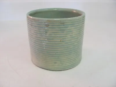 $29.99 • Buy Zanesville Stoneware Company Pottery Planter Bowl Vase Homespun Line Green Blue