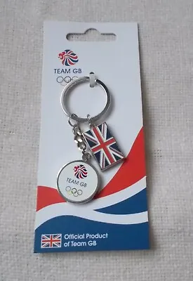 London 2012 Olympics - Metal Keyring - TEAM GB & Flag - New On Card • £5