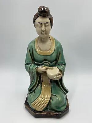 Sancai Ming Dynasty Chinese Pottery Women With Green Robe & Drum Replica • $21.59