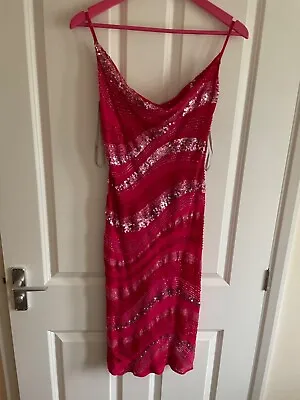 Oasis Pink Sequin Dress Size 8 • £4.99