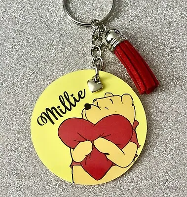 Winnie The Pooh Big Heart! Disney Inspired Personalised Keyring. Handmade! Gift • £4.09