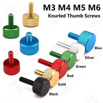 M3-M6 Aluminum Alloy Knurled Thumb Screws PC Computer Case Hand Grip Knob Bolts • £2.68