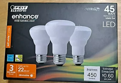 3 Pack Feit Enhance 45 Watts Uses 5 Watts R20 LED Bulbs Dimmable Soft White • $15.95