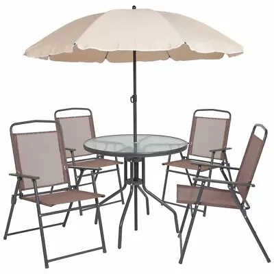 Flash Furniture Nantucket 6 Piece Patio Dining Set With Umbrella • $245.63