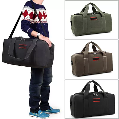 22/26 Inch Canvas Duffle Luggage Bag Gym Travel Durable Weekender Shoulder Bags • $16.49