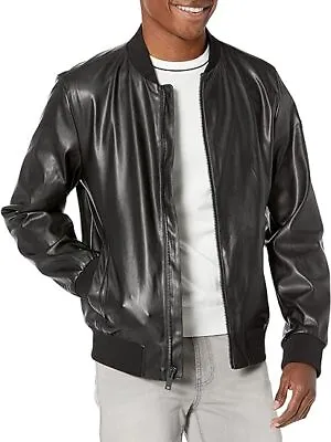 Men Genuine Black Winter Jacket Racer Motorcycle Stylish Casual Lambskin Jacket • $131.10