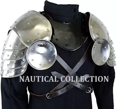 Armor Stainless Steel Pauldrons 18 Gauge Steel Larp Reenactment Halloween • $159.49