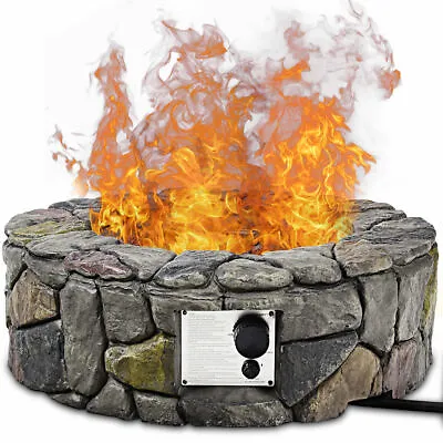 28  Propane Gas Fire Pit Outdoor 40000 BTUs Stone Finish Lava Rocks Cover • $249.99