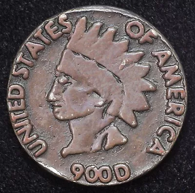 900D Indian Head Cent Play Money Coin Or Fantasy Piece Very Odd Medal Token 19mm • $13.95