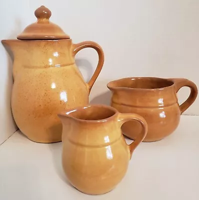 Set Of 3 Friesland Ceracron Melitta Germany Stoneware Tea Pot Creamer & Milk Jug • $19.99